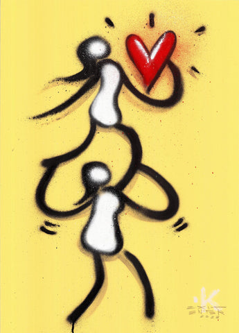 Uomo stilizzato con CUORI street art Firenze”